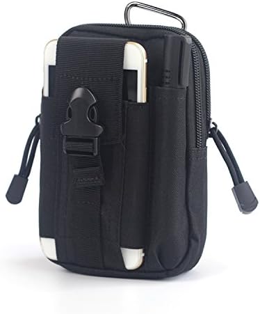 SPAHER Tactical Pouch MOLLE Men Waist Belt Pouch Gadget Gear Bag Tool Organizer Hiking Waistpacks Bumbag Camping Outdoor Gear with Cell Phone Holster Holder for iPhone X/8/6 Plus Black