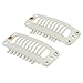SWACC 100 Pcs U Shape Metailic Snap Clips ins for Hair Extension Hairpiece DIY Snap-Comb Wig Clips with Rubber (White Beige, 9-Teeth 6 Holes)thumb 1