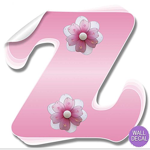 パーソナライズ Z ピンク デカール ピンクフラワー文字ステッカー 寝室 キッズデカール Letter Zpfawl 女の子 子供部屋装飾 デコレーション B0016cg4vk グラフィック Letter アルファベットイニシャルビニールステッカー デイジーフラワー 赤ちゃん部屋 壁用文字 子供の