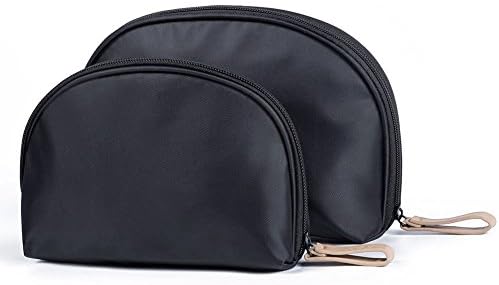 Portable Shell Makeup Storage Bag/Brush Cosmetic Pouch/Small Travel Waterproof Cases Lipstick Organizer/Cash Handbag Clutch Purse Toiletry Pouch for Women (Black-2 Pack)