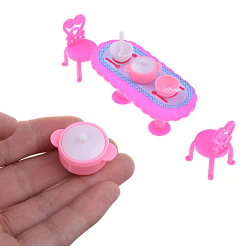 DINGJIN 26 Pcs Creative Kitchen Dinner Tables Cupboard Sink Furniture Accessory for Barbies Doll(the Doll are not Included)
