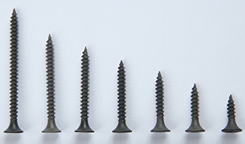 IEUYO 300 PCS Wood Screw Assortment Kit, Bugle Head, Phillips Drive, Black Oxide Finish, For Drywall, Wood, 7Size, M3.5x16/20/25/30/35/40/50