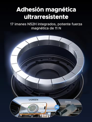 UGREEN MagFlow Pro Qi2 25W MagSafe Wireless Car Charger Compatible with iPhone 17 16 15 14 13 12 Pro MAX Air Plus, Tec Cooling with Built-in Fan, Vent Mount