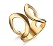 VNOX Fashion 18K Gold Plated Stainless Steel Double Chevron Ring for Women, (Gold Plated-Cuff, 7)