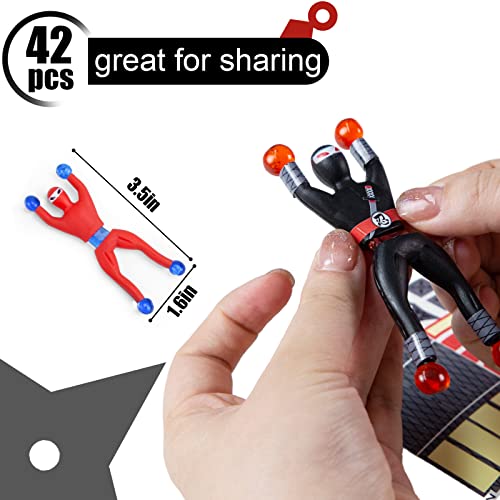 3 otters 42PCS Ninja Wall Climbers, Ninja Toys with DIY Costume Stickers Stretchy Wall Climbers Window Crawler Sticky Toy for Kids Birthday Gift Party Favor Goodie Bag Fillers