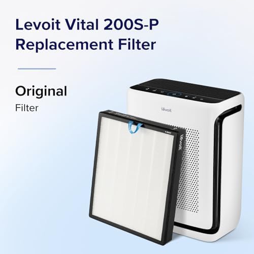 LEVOIT VITAL 200S-P AIR PURIFIER GENUINE REPLACEMENT FILTER, AHAM VERIFIDE, SUPPORTS HEPA SLEEP MODE, HIGH-EFFICIENCY ACTIVATED CARBON, REMOVES PET DANDER, SMOKE ODOR, ALLERGENS, VITAL 200S-RF, 1 PACK