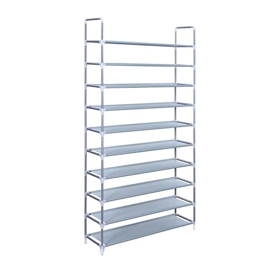 Songmics 10 Tiers Shoe Rack 50 Pairs Non-woven Fabric Shoe Tower Storage Organizer Cabinet ULSR10G