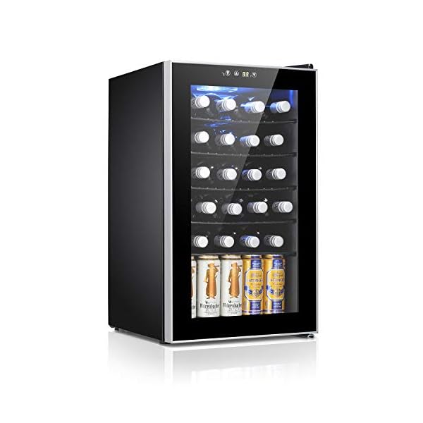 Antarctic-Star-24-Bottle-Wine-CoolerCabinet-Beverage-Refigerator-Mini-Fridge-Small-Wine-Cellar-Soda-Beer-Counter-Top-Bar-Quiet-Operation-Compressor-Digital-Freestanding-Clear-Glass-Door-for-OfficeDorm
