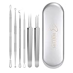 BESTOPE Blackhead Remover Kit Pimple Extractor Curved Blackhead Tweezers Set for Treatment for Blemish, Acne, Whiteheads, Comedone, Zit Popper Tool (6PCs)