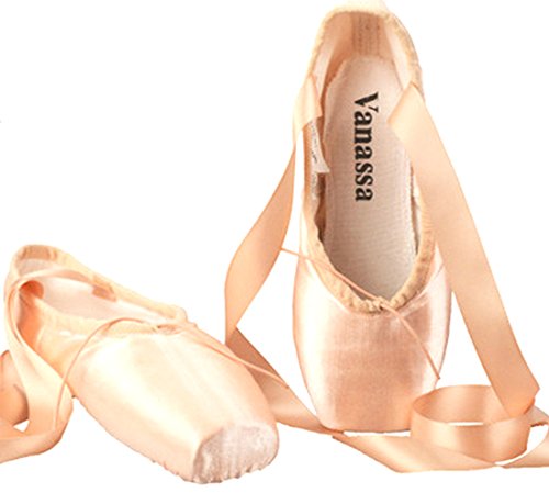 Wendywu womens dance shoe pink satin ballet pointe shoe…