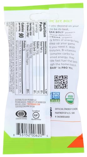 PROBAR BOLT ORGANIC PINK LEMONADE ENERGY CHEWS- 2.1 OZ