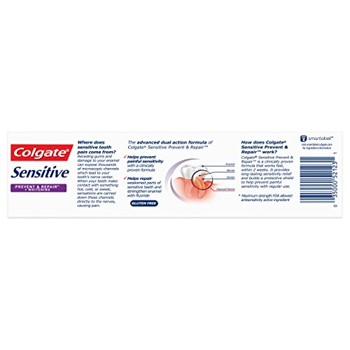 COLGATE SENSITIVE TOOTHPASTE, PREVENT AND REPAIR , MINT PASTE FORMULA, 6 OUNCE (1 PACK)