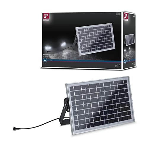 Paulmann 94552 Park + Light - Lámpara de exterior (panel solar, IP65, máx. 10 W), color plateado