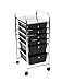 Finnhomy 6 Drawer Rolling Cart Organizer Storage Cart with Drawers Utility Cart for School Office Home Beauty Salon Storage Smoke