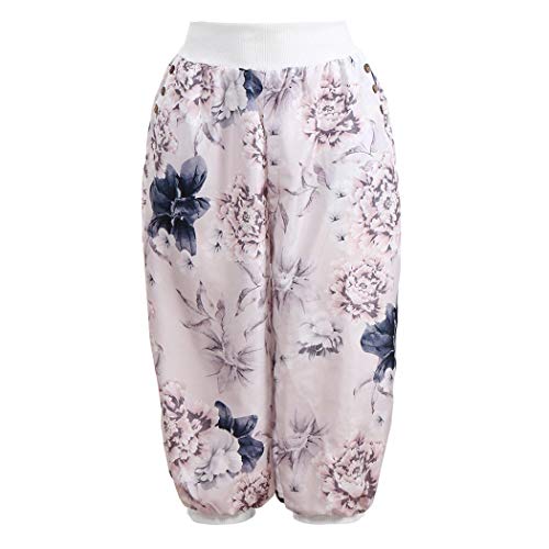 vermers Women Fashion Print Threaded Pants - Women Casual Loose Bandwidth Wide-Leg Pants Trousers(5XL, White)