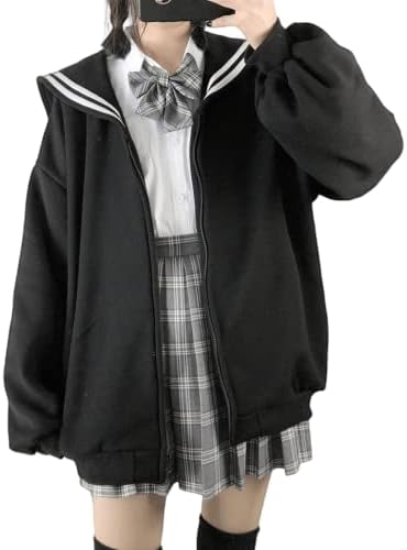 Amazon.com: QJK Black Sailor Collar Harajuku Clothes Streetwear