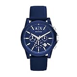 A|X ARMANI EXCHANGE Analog-Quartz Watch with Silicone Strap, Blue, 22 (Model: AX1327)