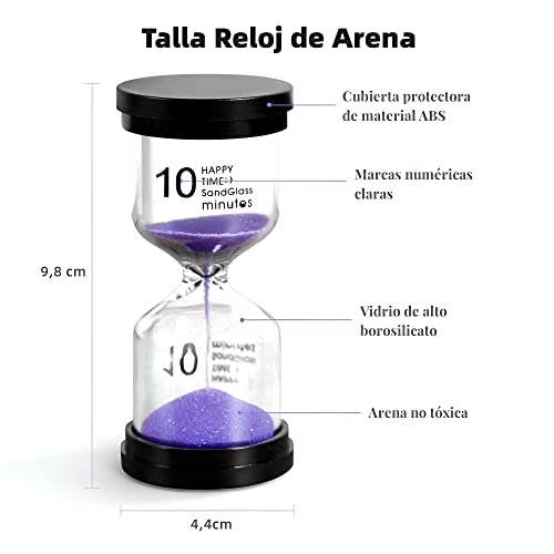 Reloj de Arena de 6 Piezas, Temporizador de Arena para Niños 1/3/5/10/15/30 Minutos para Cocinar, Hornear, Juego, Ejercicio, Temporizador de Reloj de Arena para Decoración de la Oficina en el Hogar