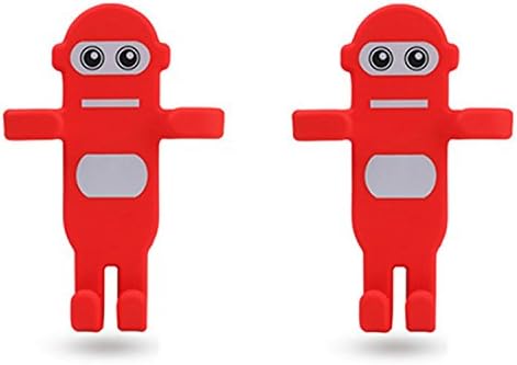 JINGRAN Home Use Silicone Cell Phone Holder Remote Control Holder Wall Outlet Decoration Holder-2 Packs (Red Robot)