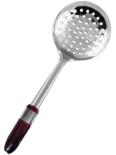 IndiaBigShop Stainless Steel Jhara Round Turner, Skimmer/turner Laddle, Spatula Easily Slides Food - Size 13.5 X 4 Inch