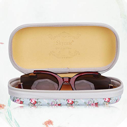 Skycase Sunglasses Case for Women Semi Hard Eyeglasses Case Holder Floral 27