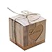 Kaptin 50 Pack Candy Favor Boxes Vintage Kraft Bonbonniere with Burlap Twine, Love Heart Imitation Bark Gift Bag for Wedding Birthday Bridal Party Shower Decoration