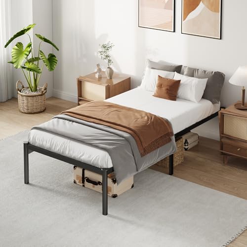 Estrutura De Cama De Metal, Não Precisa de Box Spring,Com Espaço De Armazenamen Cor Preto (TWIN)