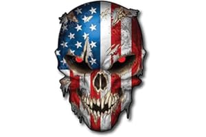DECALS BY HALEY Skull Decal – Premium Skull Stickers for Trucks and Cars – American Flag Stickers with Red Reflective Eyes Skull – Cool and Unique Sniper Stickers and Decals with Military Graphic