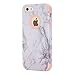iPhone 5/5S/SE Case, Arukas Marble Design Ultra Slim Scratch Resistant Hybrid Hard PC Back Cover Soft Silicone Bumper Shockproof Protective Case for iPhone 5/5C/SE (4.0 Inch) (marble rose gold)