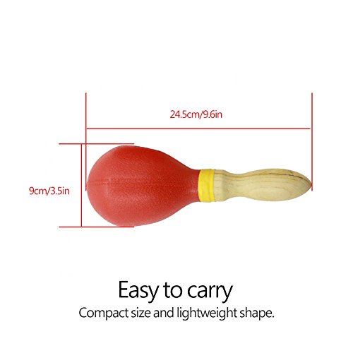 image for Dilwe 2Pcs Portable Plastic Maracas Wood Handle Egg Shakers Sand Hamme