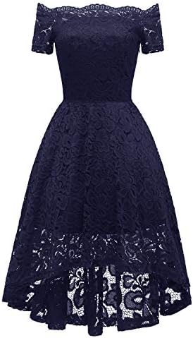 Women Lace Scallop Bardot Dip Hem Vintage Pinup Elegant Evening Party Cocktail Dress