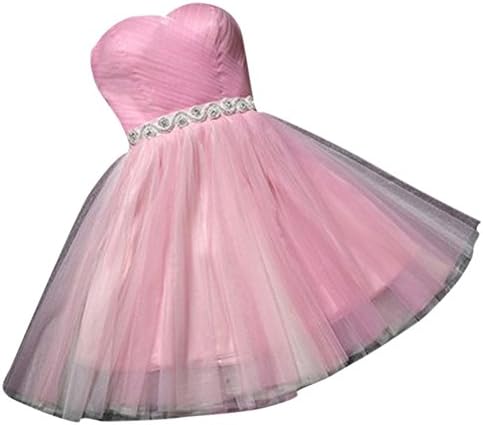 Oufeisha Women Sweetheart A Line Short Bridesmaid Party Dress Prom Gowns Pink