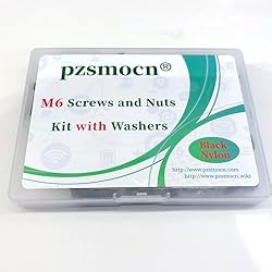 Pzsmocn 150 Pieces/50 Sets M6*20 mm Plastic Black