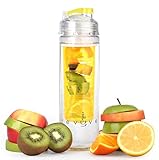 New Infuser Water Bottle - Premium Quality - For Detox and Infused Hydration - 23.6 Oz, BPA Free, Tritan Plastic, Fruit Infusion (Yellow)