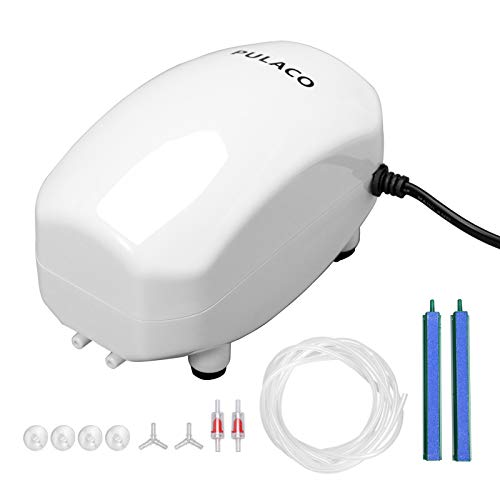 PULACO 210 GPH Ultra Quiet Aquarium Air Pump Dual Outlet , Fish Tank