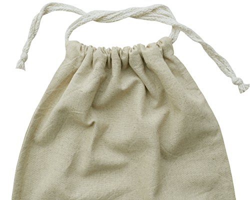 2Pack Flax by Flax cotton bread bag -13x17 inch, Muslin bag, sachet bag, Natural With Drawstring - Best for Vegetables, Bread or Laundy, Reusable mesh for Grocery shopping and House hold organizing