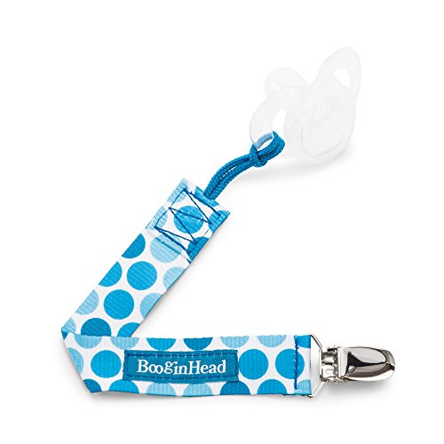 BooginHead Baby Newborn PaciGrip Pacifier Clip, Holder, Toy, Teether, Soothie, Universal Loop, Girl, Boy, Sea Breeze, Polka Dots, Blue, Teal