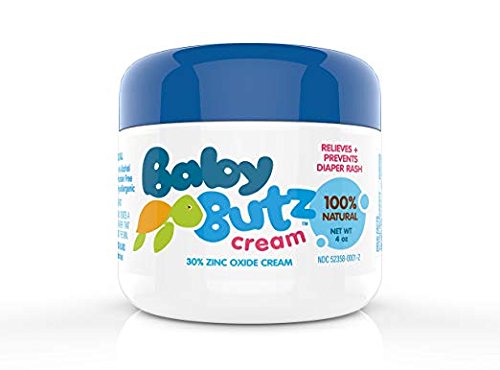 Baby Butz Diaper Rash Cream (4.0 oz.) All Natural 30% Zinc Oxide Diaper Rash Butt Paste - Heals Diaper Rash Quickly & Safely - Hypoallergenic, Fragrance-Free, Great for Sensitive Skin