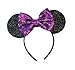CLGIFT Purple Mickey Ears - Rainbow Sparkly Minnie Ears, One Size Fits All, Perfect for Disneyland Trips, Hair Styling, Halloween, Christmas, Cosplay Party, Birthday