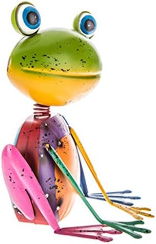 Mission Gallery 11" Happy Metal Southwestern Style Garden Frog Very Colorful and Distressed Paint Lawn Ornament