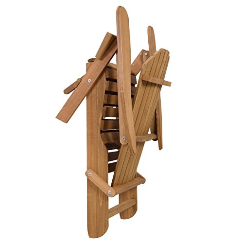Hulaloveshop Foldable Wood Pull Out Adirondack Chair Folding Ottoman Outdoor Patio Lawn Yard Garden Deck Furniture Fold Up Portable