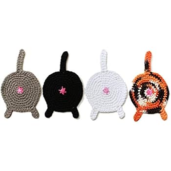 Amazoncom Crazy Cat Lady Cat Butt Crochet Drink Coaster - 