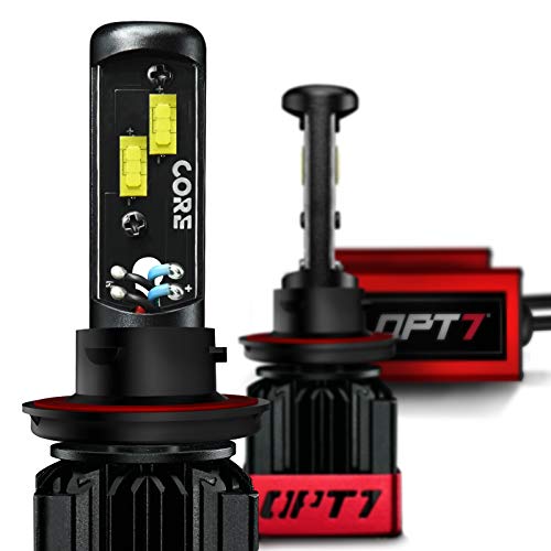 OPT7 Fluxbeam CORE H13 9008 LED Headlight Bulbs with FX-7500 CREE Chip Plug-N-Play Conversion Kit - 6,000LM 6000K Cool White - Built. Not Bought -1 Year Warranty
