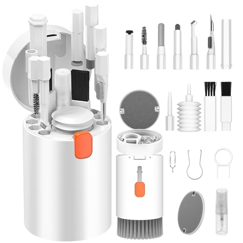 VICHYIE 20 in 1 Keyboard Cleaning Kit with Brush, Headphone Cleaning Kit for AirPods 1/2/3/Pro, PC Cleaning Kit Accessories for Laptop, Mobile Phones, Keyboard, Earphones, Camera (White)