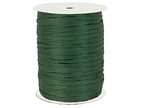 Pack Of 1, Solid Hunter Green Paper Raffia Ribbon 1/4