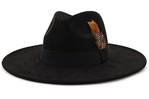 LIDHAY Big Wide Brim Fedora Hats for Women Men Western Suede Hat Panama Hat Outdoor Hats