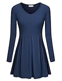 Bepei Women Sweatheart V Neck Fit and Flare Long Sleeve Fall Tunic Peplum Tops