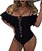 Tempt Me Women's Sexy One Piece Lace Up Ruffled Off Shoulder Flounce Swimsuits
