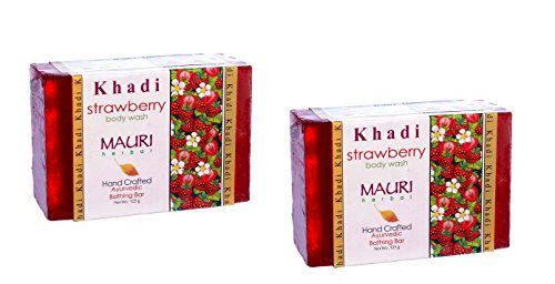 Khadi Strawberry Soap - Great Burst Of Fragrance - Pack Of 2 - 125 Gm Each