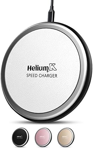 Qi EnabIed Universal Wireless Charging Pad | Fast Quick Charge Phone Station, 10 Watts. (Works with iPhone X, 10, 8, 8 Plus, Samsung Galaxy Note 8, S8, Active, S7, Edge & More), White Leather Cover